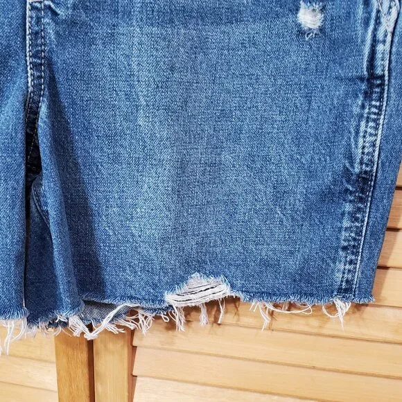 GAP Women's Distressed Raw Hem Denim Shortall Size S - Picture 6 of 8